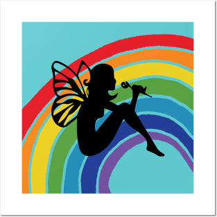 Beautiful Rainbow Fairy Girl Posters and Art